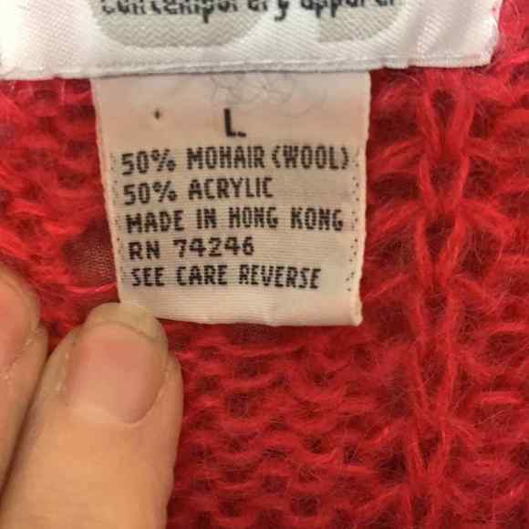 Vintage Sostanza Pink Open Knit Mohair Blend Sweater Size Large Oversize… - Picture 4 of 6